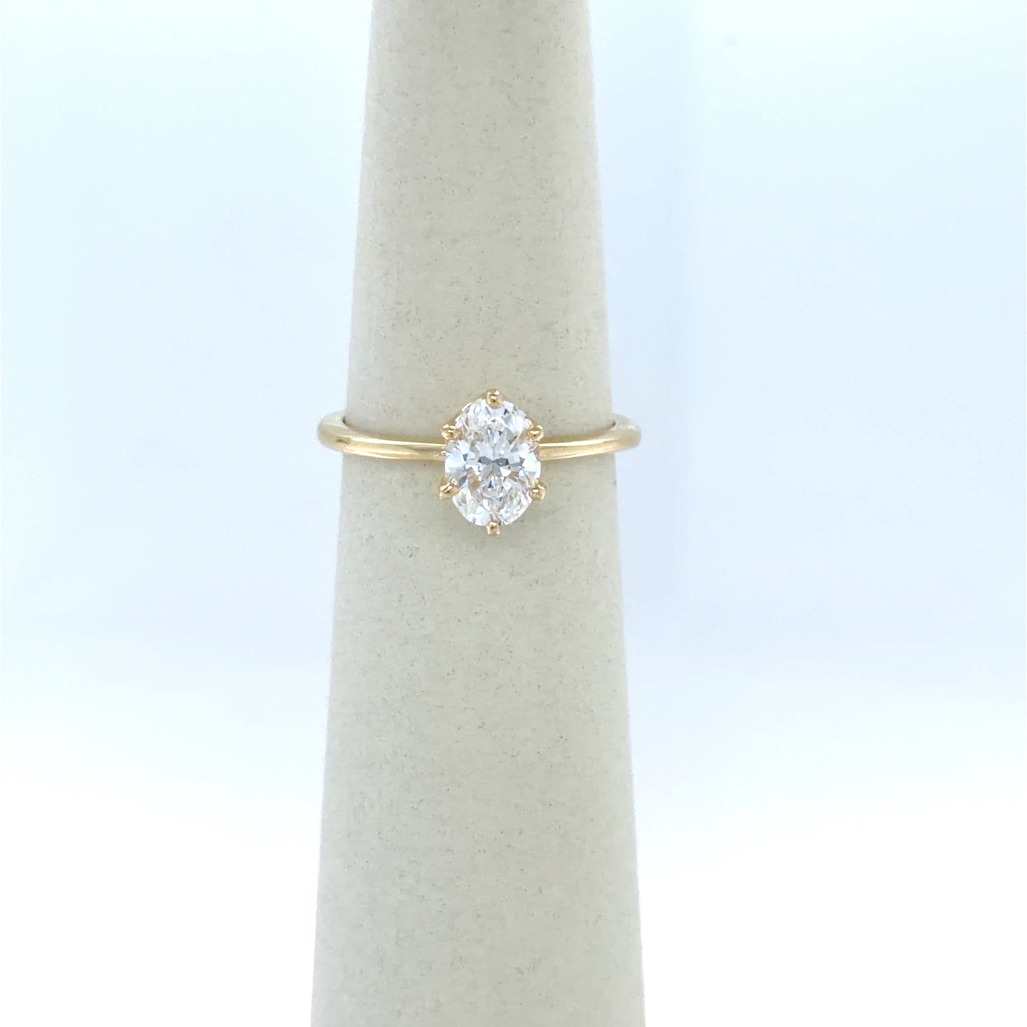 1.09 CT Oval Diamond Solitaire Engagement Ring in 14K Yellow Gold