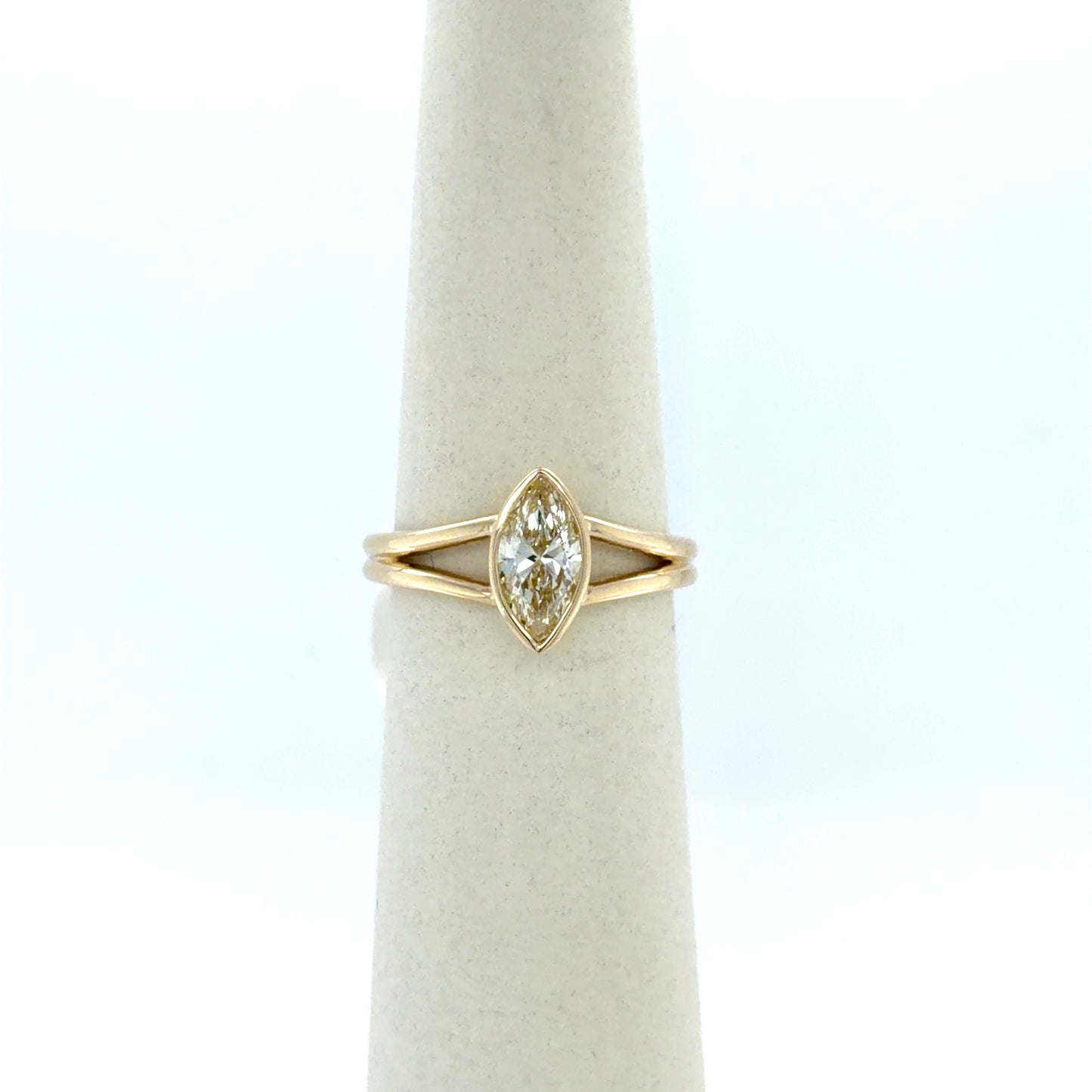 0.91 CT Marquise Diamond Solitaire Engagement Ring in 14K Yellow Gold