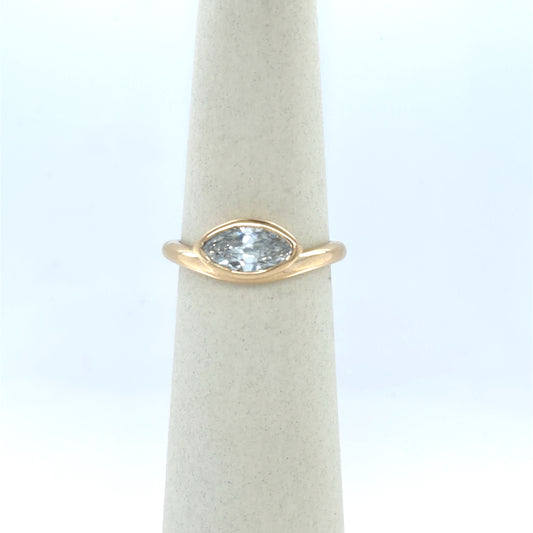 0.98 CT Marquise Diamond Solitaire Engagement Ring in 14K Yellow Gold