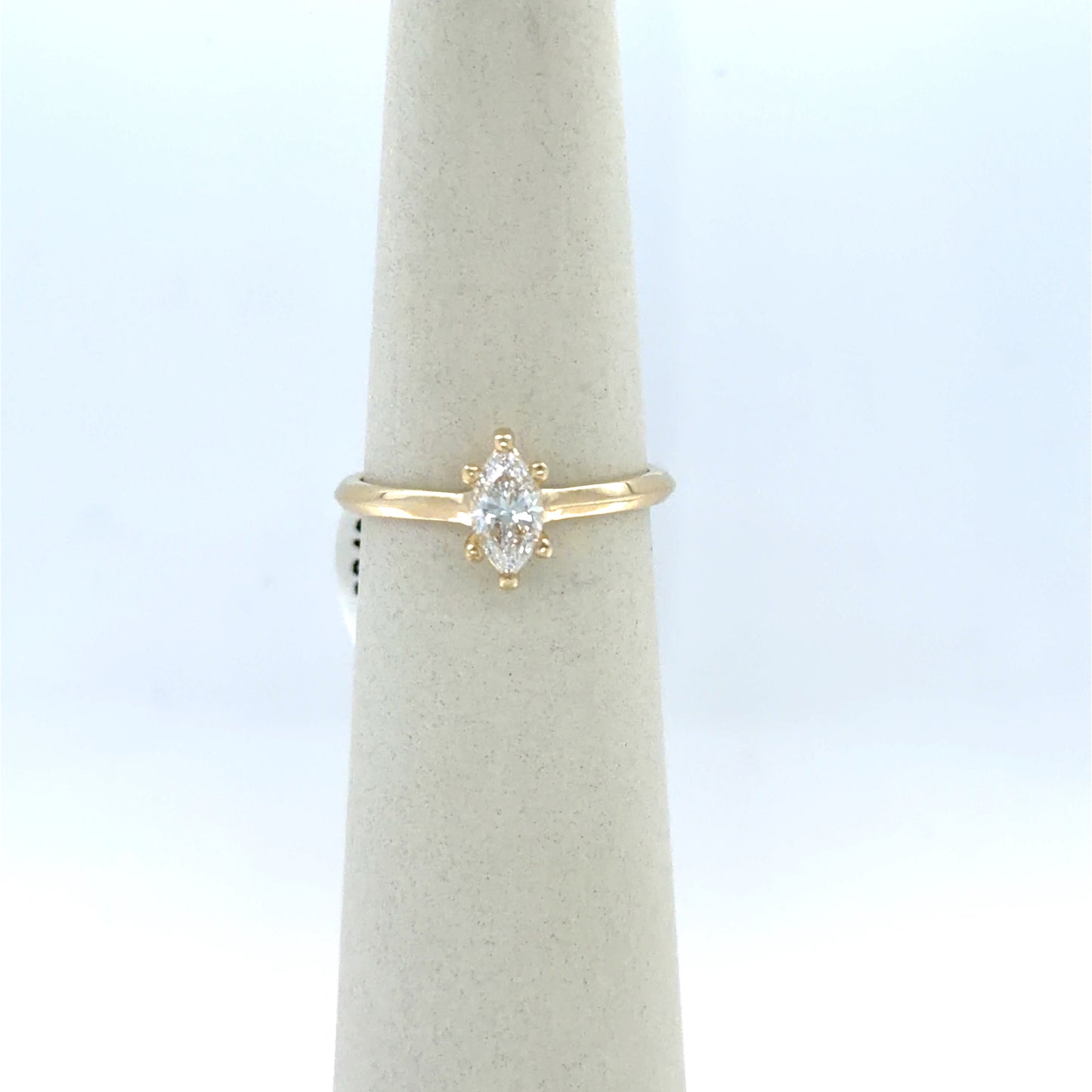 0.5 CT Marquise Diamond Solitaire Engagement Ring in 14K Yellow Gold