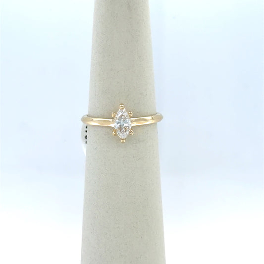 0.5 CT Marquise Diamond Solitaire Engagement Ring in 14K Yellow Gold