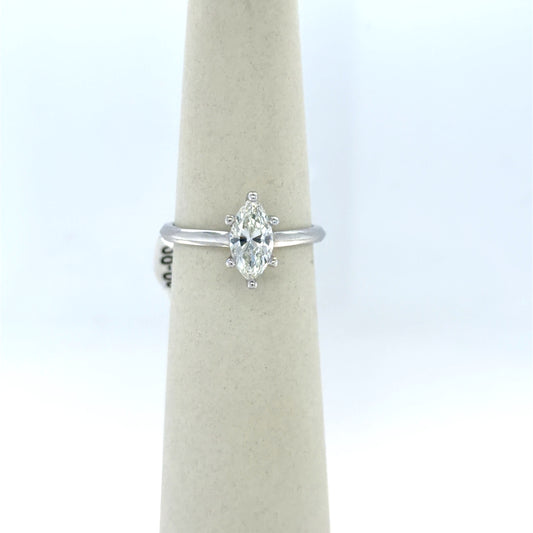 0.99 CT Marquise Diamond Solitaire Engagement Ring in 14K White Gold