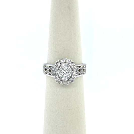 0.75 CTW Geometric Diamond Cluster Ring in 14K White Gold