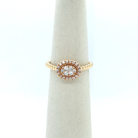 0.25 CTW Oval Diamond Cluster Ring in 14K Yellow Gold