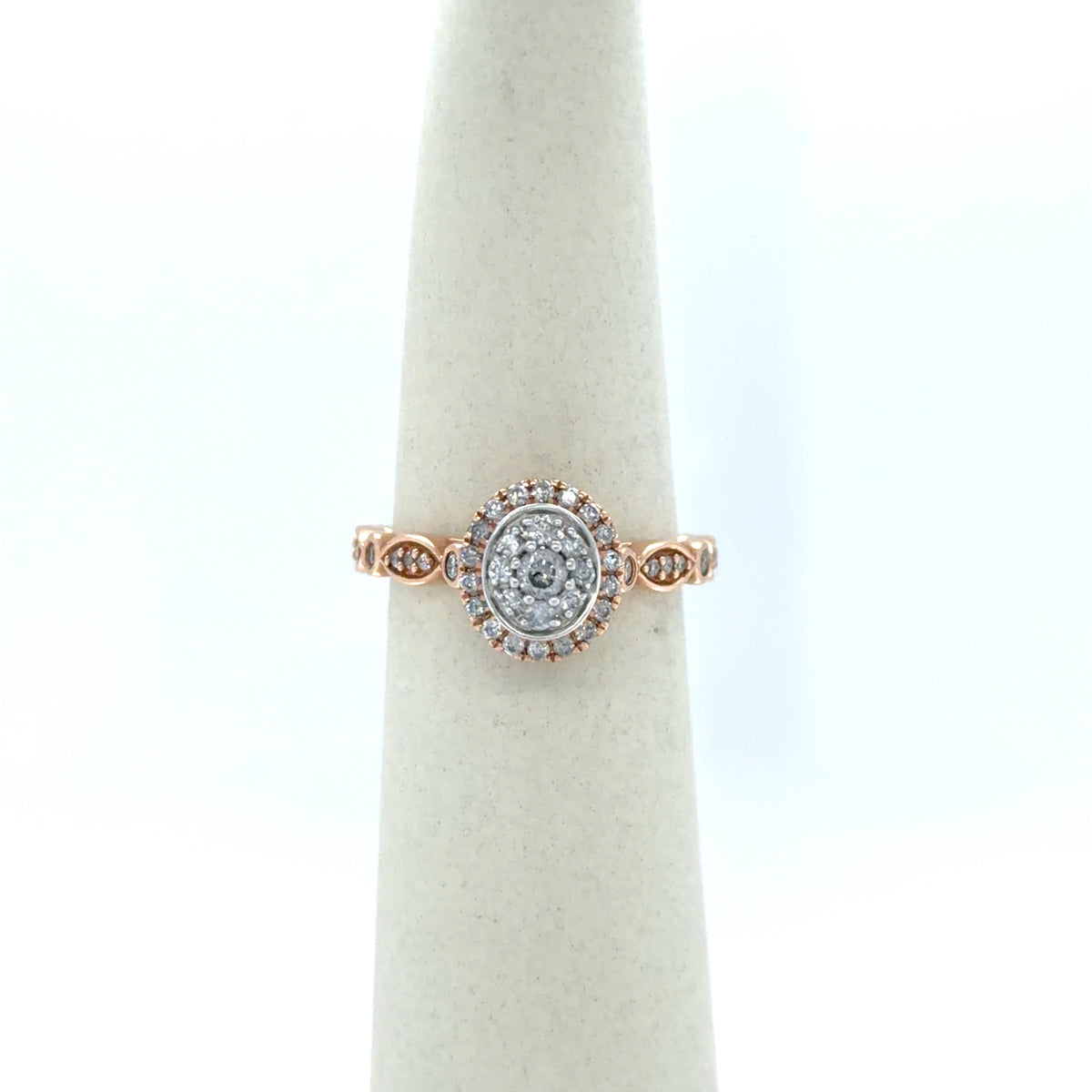 0.5 CTW Scalloped Diamond Cluster Ring in 10K Rose Gold