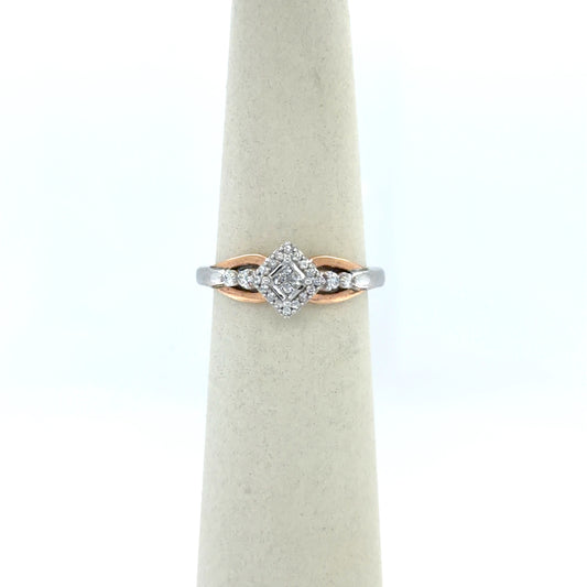 0.18 CT Princess-Cut Diamond Cluster Ring in 10K Two-Tone White & Rose Gold