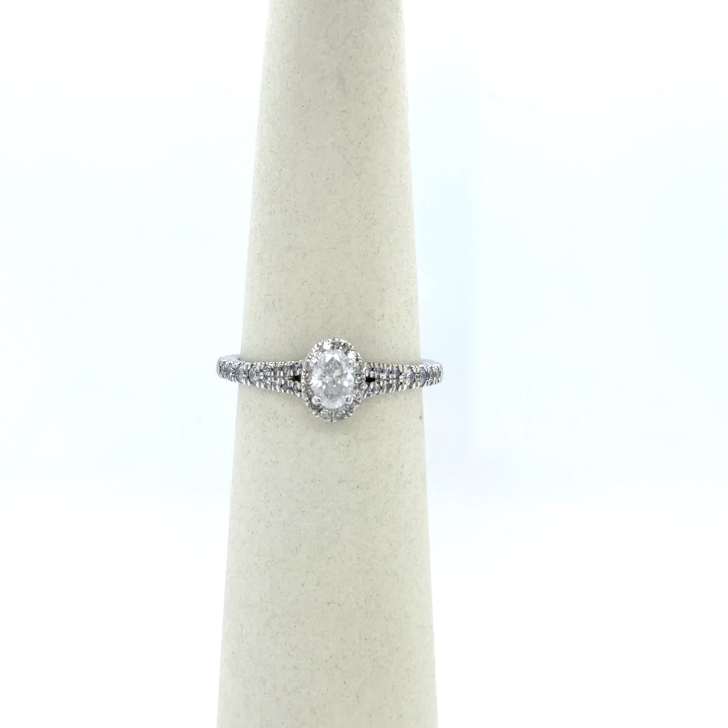 0.5 CTW Oval Diamond Cluster Ring in 14K White Gold