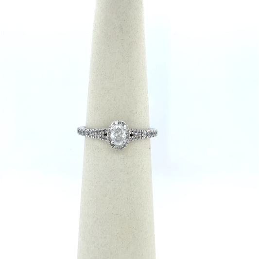 0.5 CTW Oval Diamond Cluster Ring in 14K White Gold