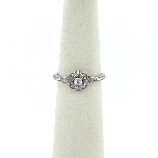 0.2 CTW Vintage-Inspired Diamond Cluster Ring in 14K White Gold