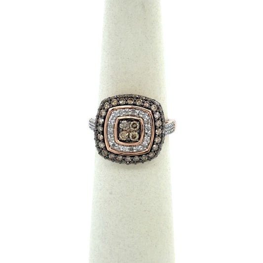 1.5 CTW Chocolate Diamond Square Cluster Ring in 10K Rose Gold