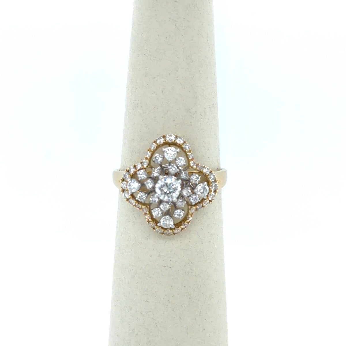 0.44 CTW Floral Diamond Cluster Ring in 14K Yellow Gold