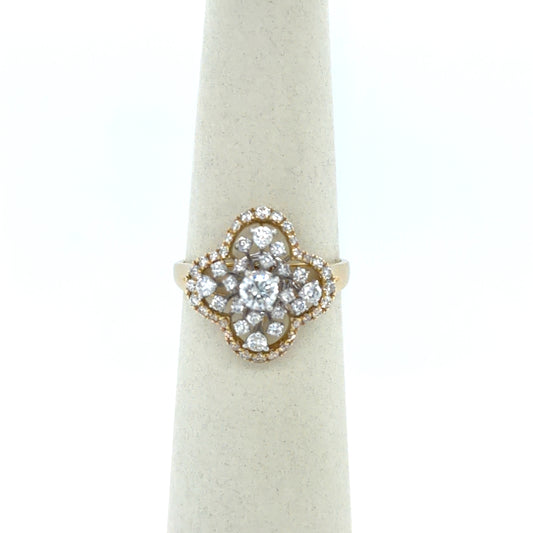 0.44 CTW Floral Diamond Cluster Ring in 14K Yellow Gold
