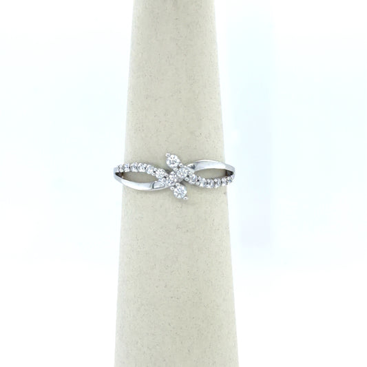 0.25 CTW Diamond Bypass Cluster Ring in 10K White Gold