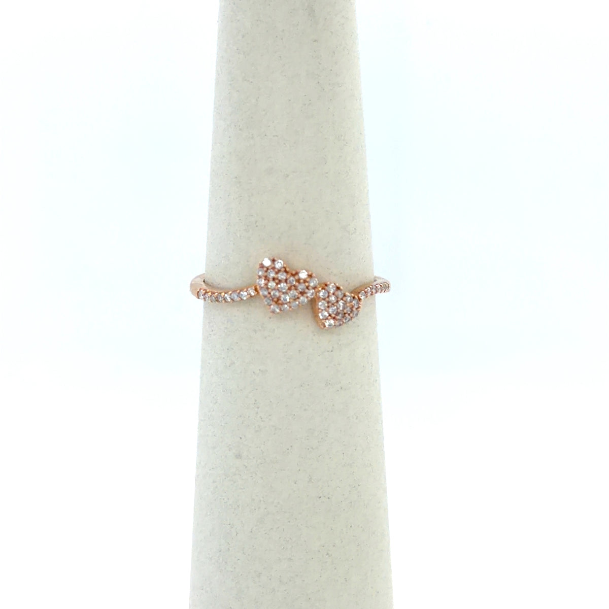 0.15 CTW Double Heart Diamond Ring in 10K Rose Gold