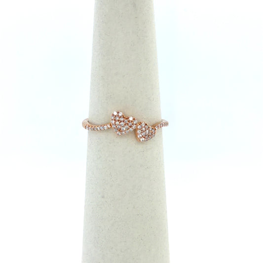 0.15 CTW Double Heart Diamond Ring in 10K Rose Gold