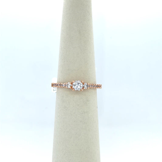 0.28 CT Round Diamond Three-Stone Engagement Ring in 14K Rose Gold