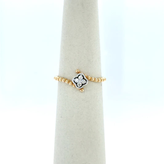 0.07 CTW Beaded Diamond Cluster Ring in 14K Yellow Gold
