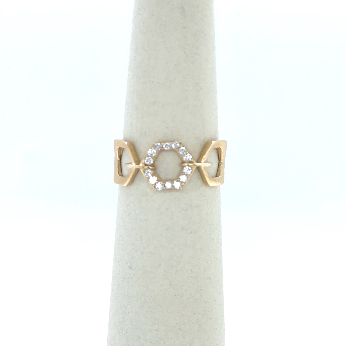 0.15 CTW Hexagon Diamond Cluster Ring in 14K Yellow Gold