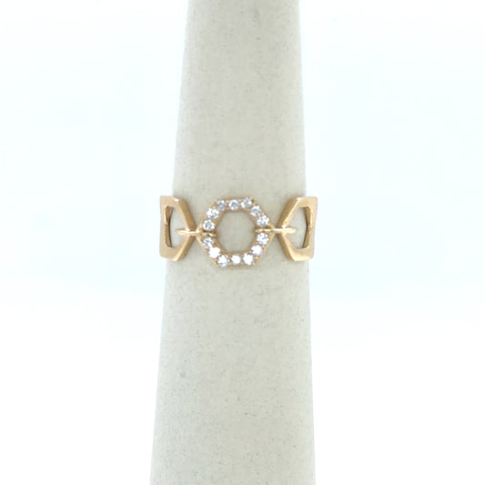 0.15 CTW Hexagon Diamond Cluster Ring in 14K Yellow Gold