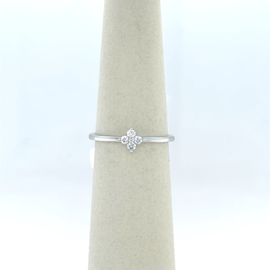 0.11 CTW Star-Shaped Diamond Cluster Ring in 14K White Gold
