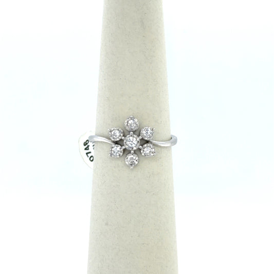 0.25 CTW Diamond Snowflake Ring in 10K White Gold