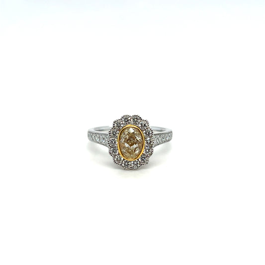1.58CTW Yellow Diamond Ring in 18K White Gold