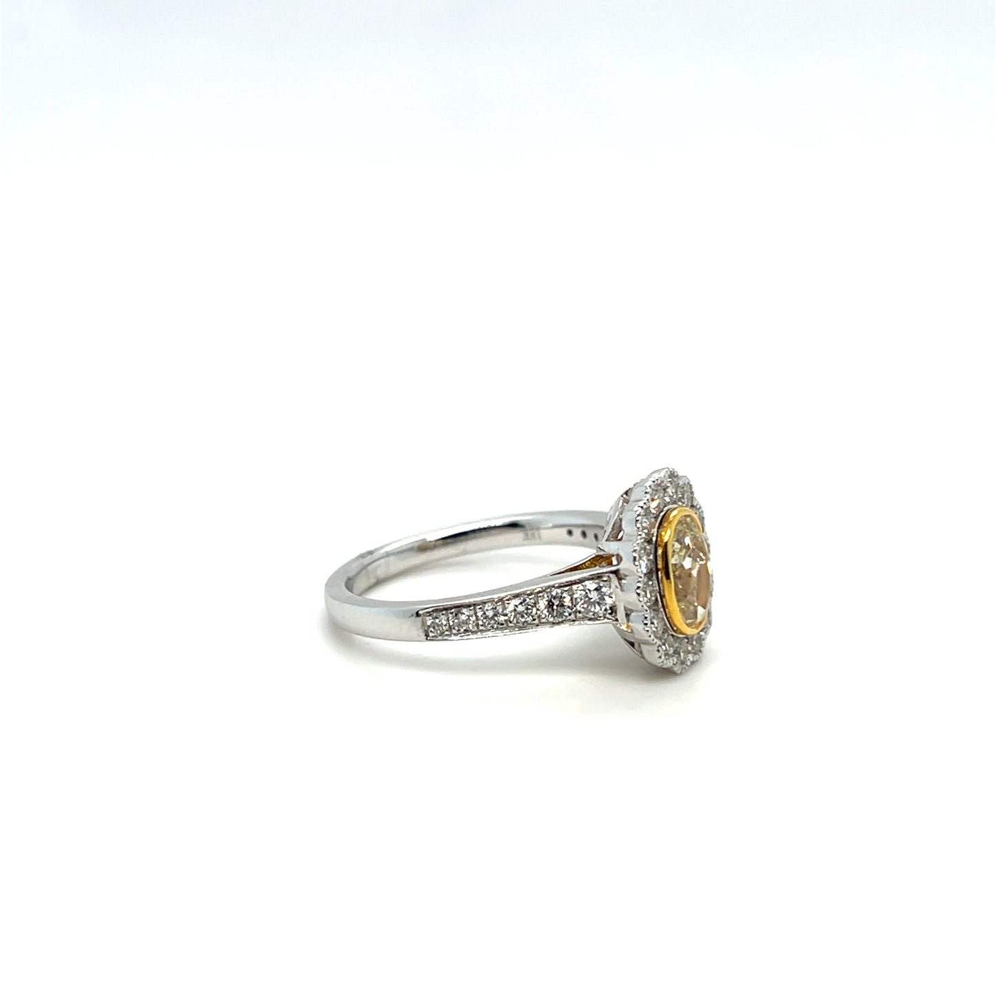 1.58CTW Yellow Diamond Ring in 18K White Gold