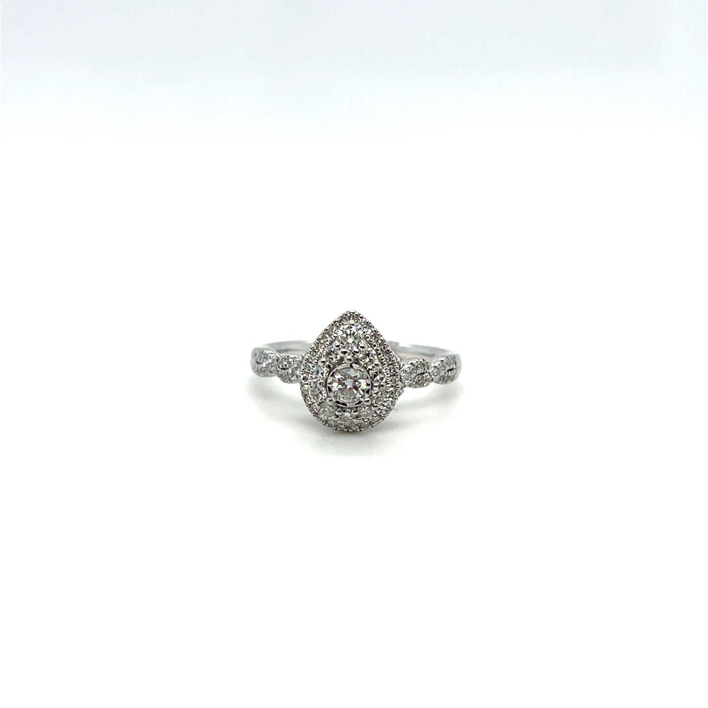 0.50CTW Pear Shape Diamond Ring in 10K White Gold