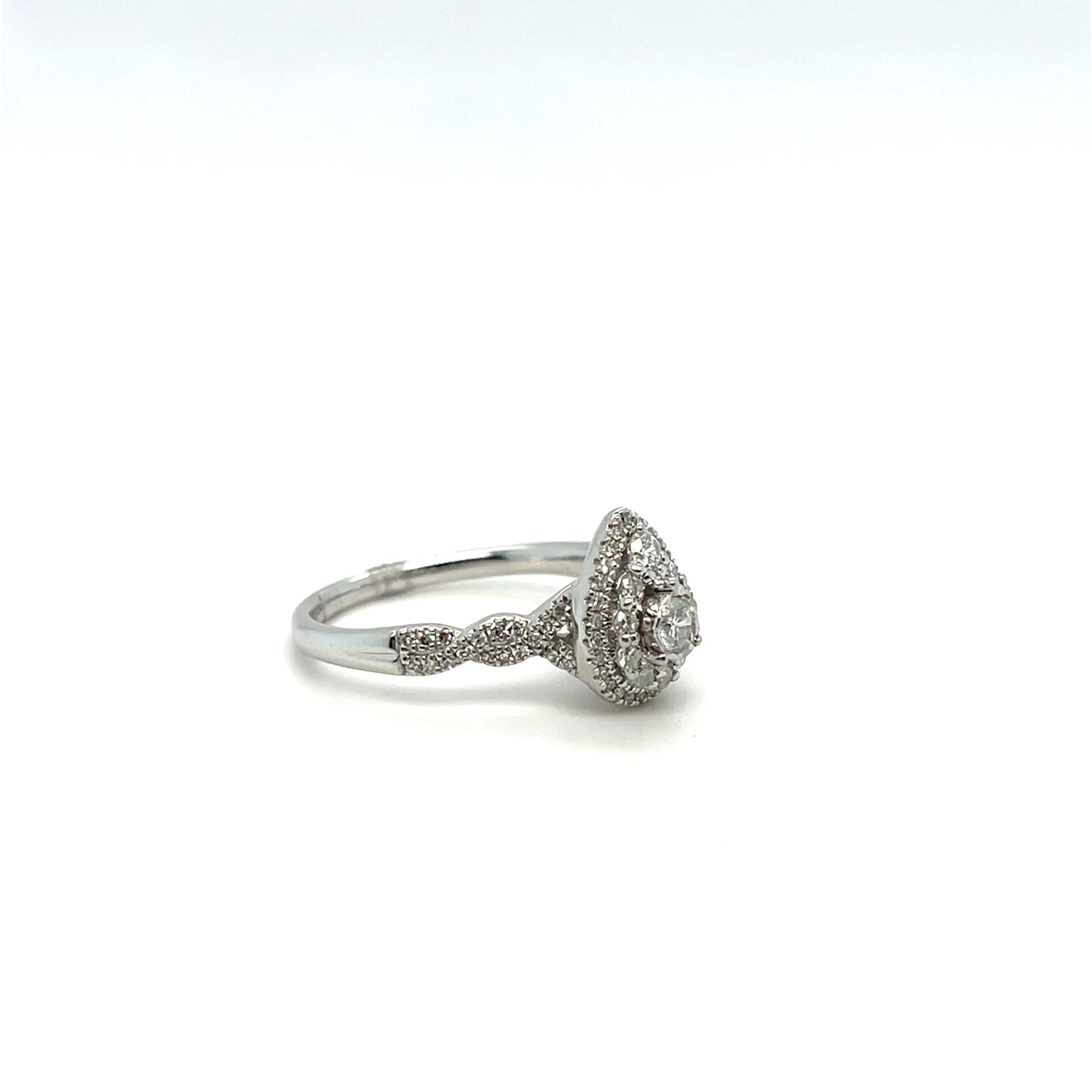 0.50CTW Pear Shape Diamond Ring in 10K White Gold