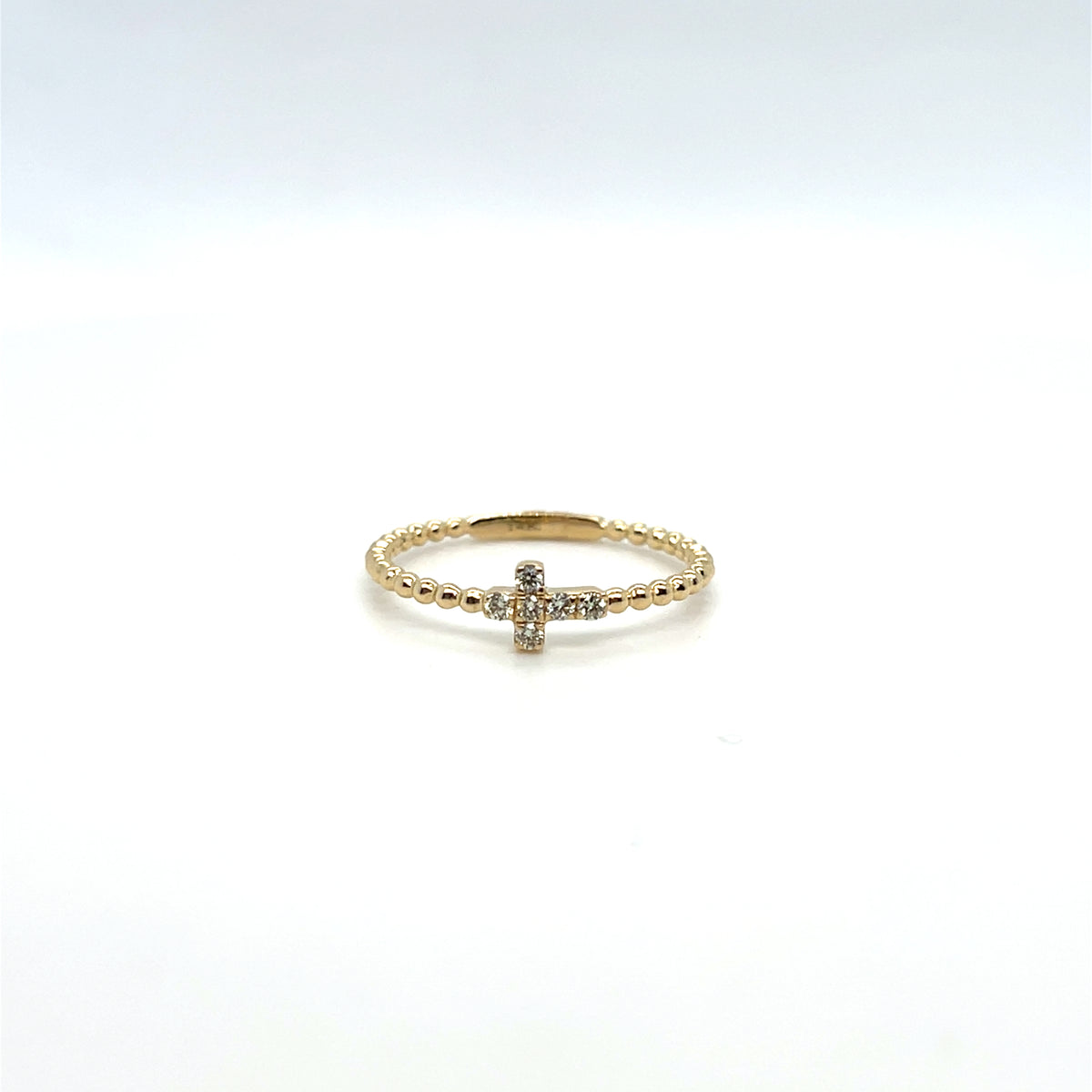 0.09 CTW Sideways Cross Diamond Ring in 14K Yellow Gold