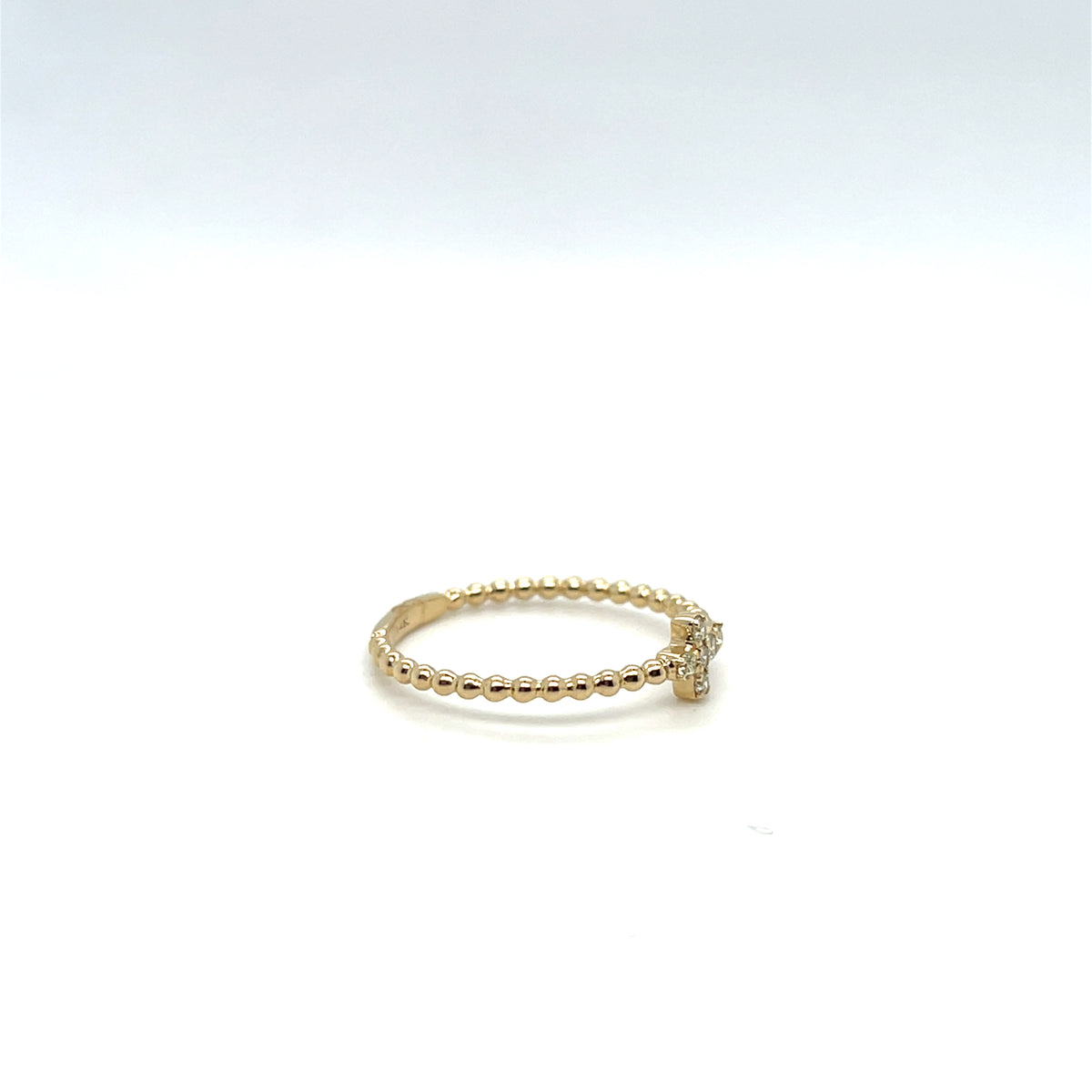 0.09 CTW Sideways Cross Diamond Ring in 14K Yellow Gold