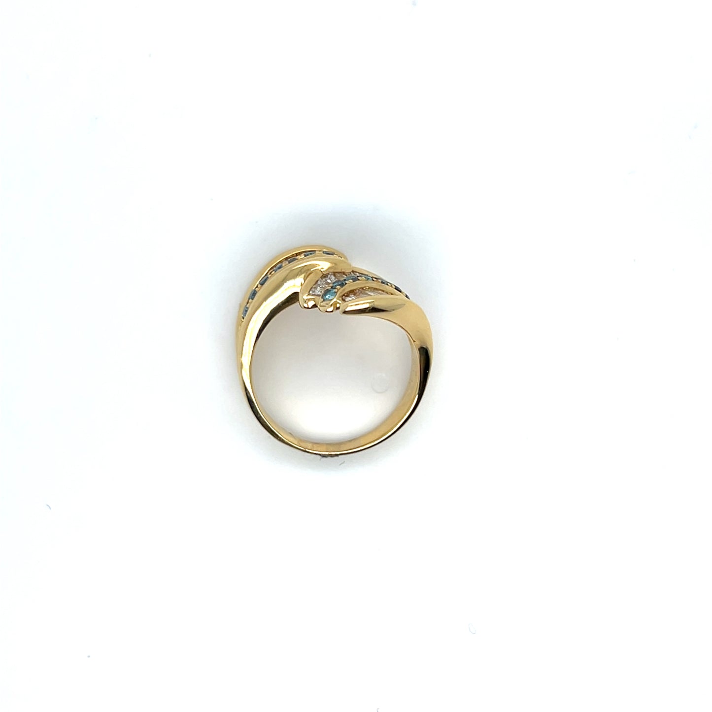 1.50CTW White & Blue Diamond Ring in 18K Yellow Gold