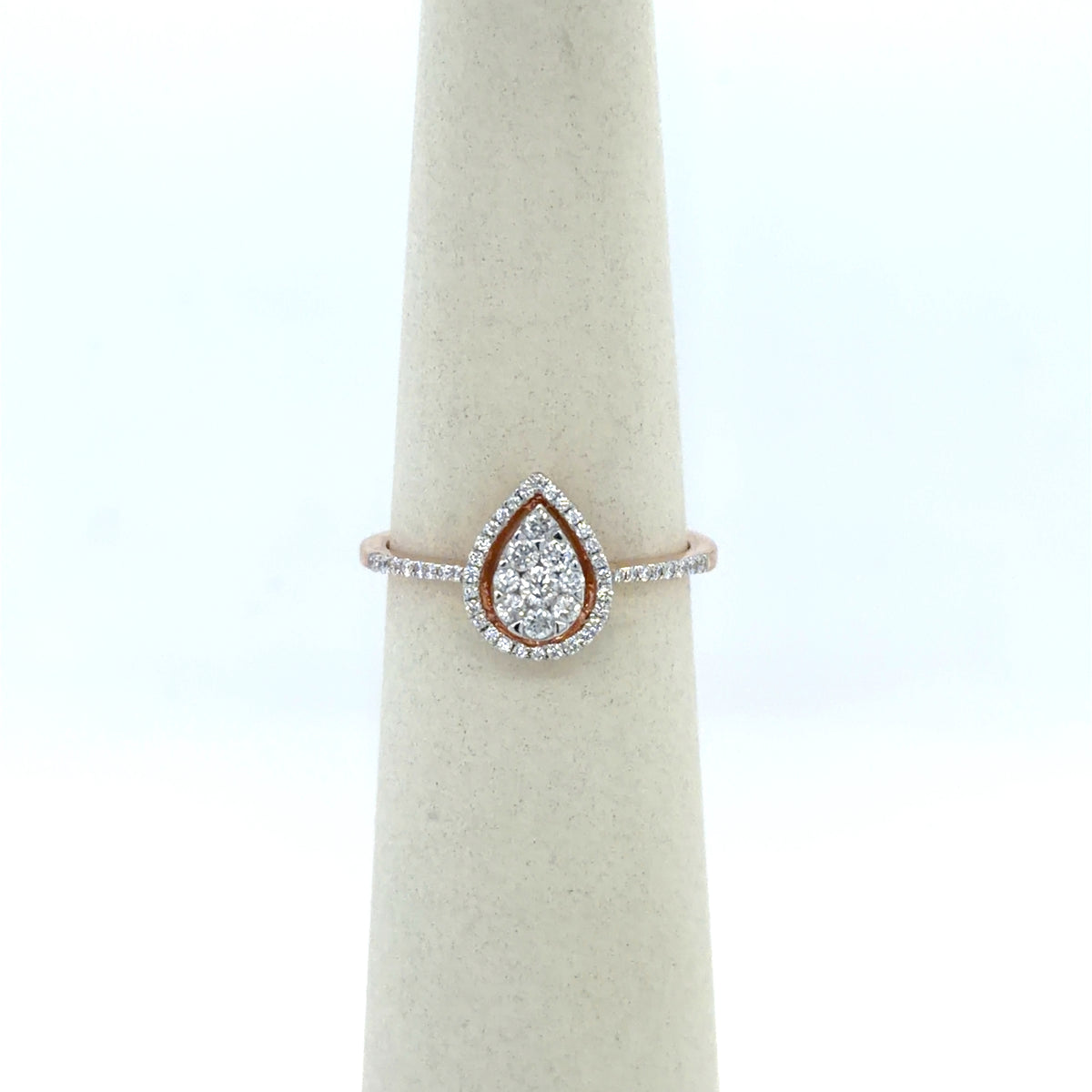0.5 CTW Pear-Shaped Diamond Cluster Ring in 10K Rose Gold