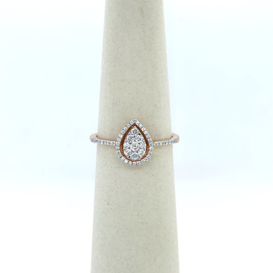 0.5 CTW Pear-Shaped Diamond Cluster Ring in 10K Rose Gold
