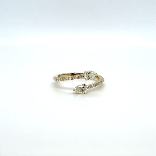 0.67 CTW Natural Diamond Pear Cluster Wrapped Band Ring in 14K Yellow Gold