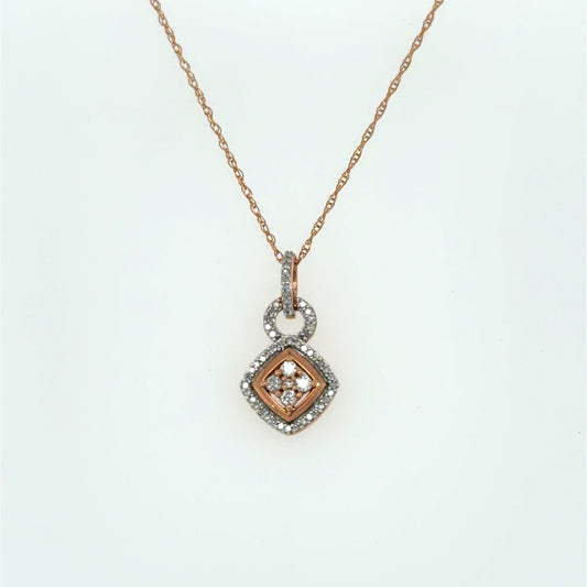 0.20 CT Square Diamond Pendant in 10K Rose Gold