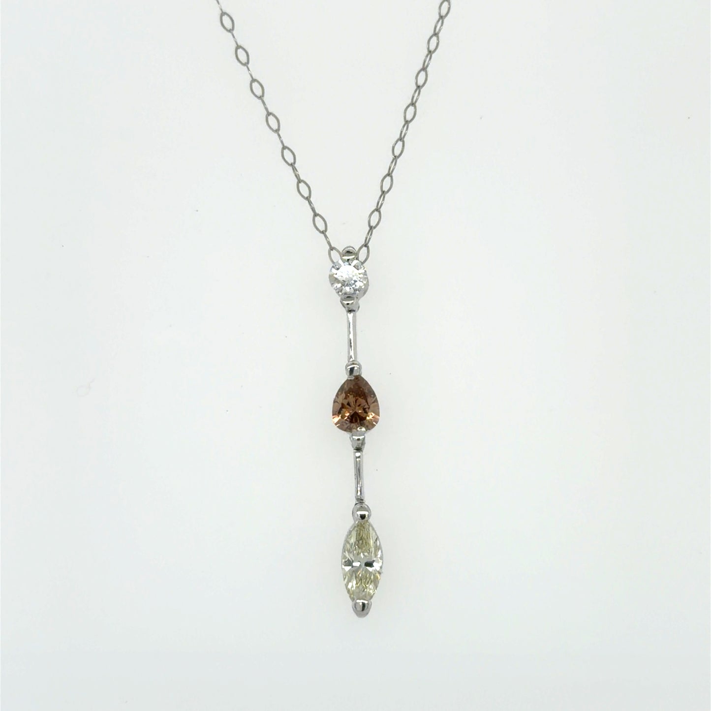 0.77 CTW Marquise Champagne Diamond Pendant in Platinum