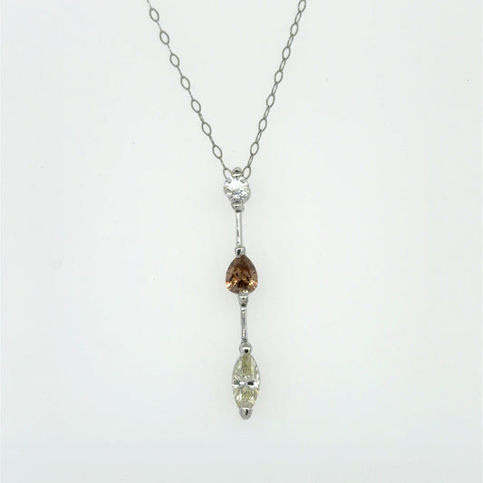 0.77 CTW Marquise Champagne Diamond Pendant in Platinum