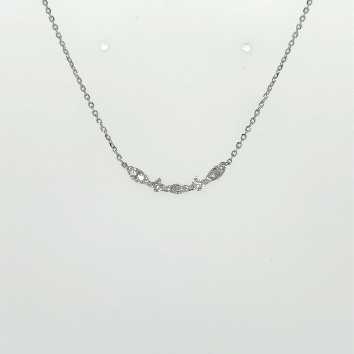 0.13 CTW Curved Diamond Necklace in 14K White Gold
