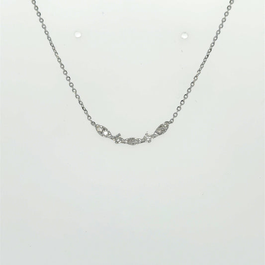 0.13 CTW Curved Diamond Necklace in 14K White Gold