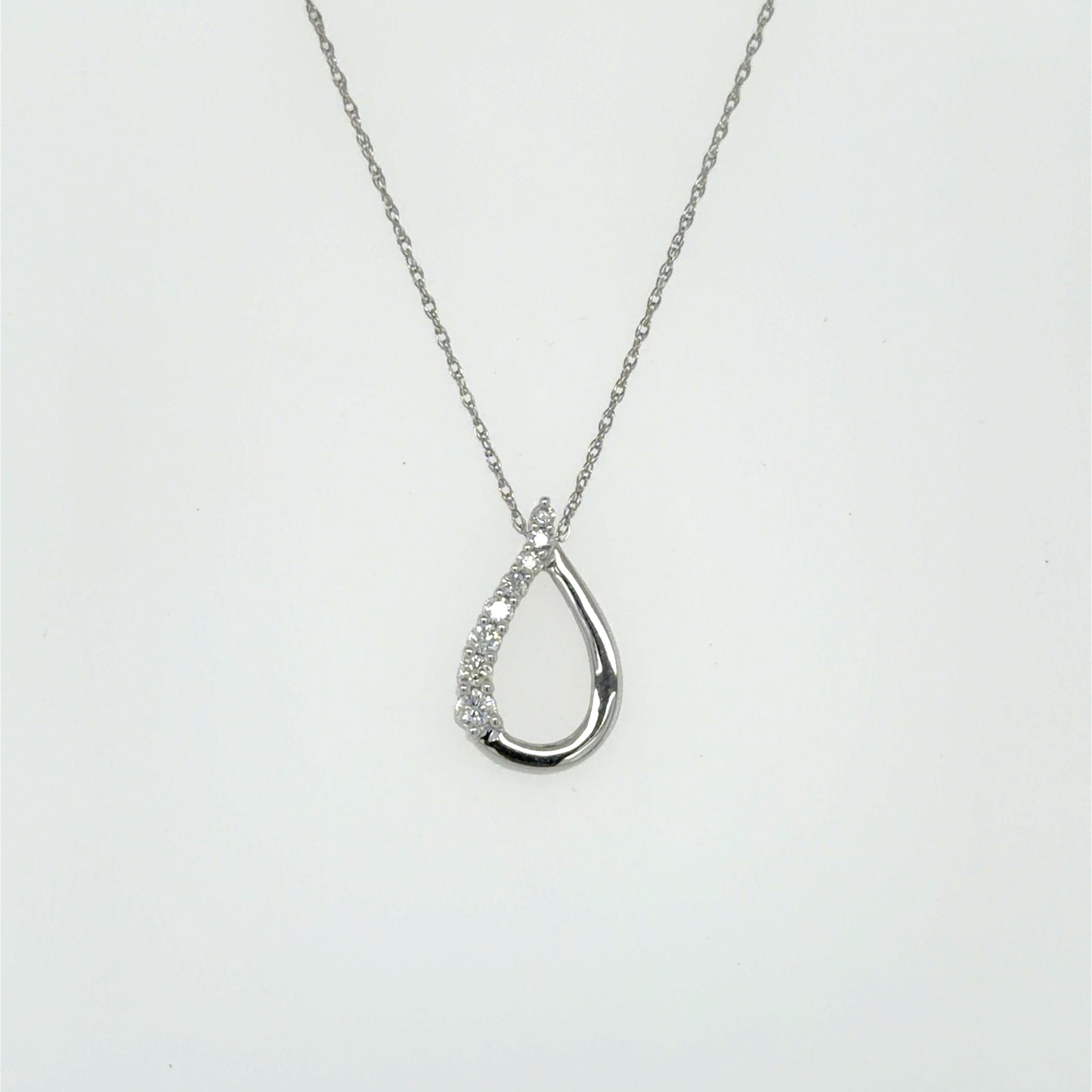 0.15 CTW Teardrop Diamond Pendant in 10K White Gold
