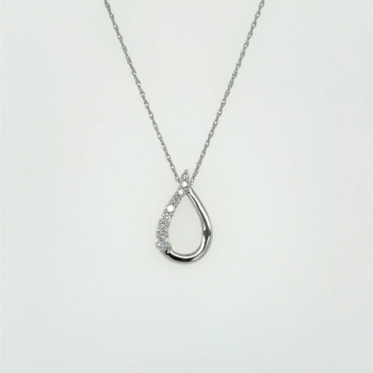 0.15 CTW Teardrop Diamond Pendant in 10K White Gold
