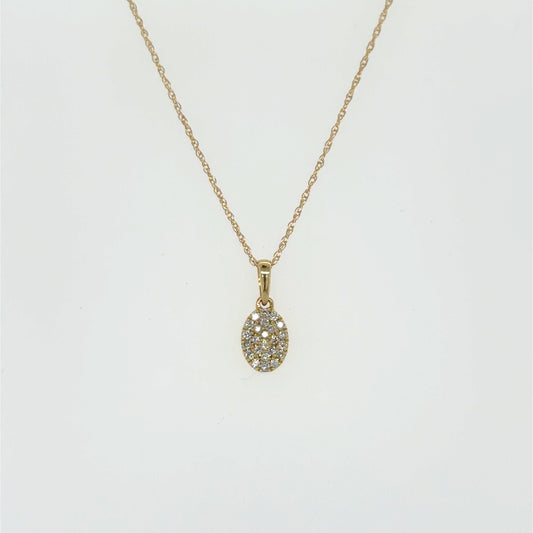 0.13 CTW Oval Diamond Pendant in 14K Yellow Gold