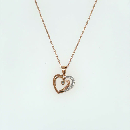 0.06 CTW Diamond Heart Pendant in 10K Rose Gold