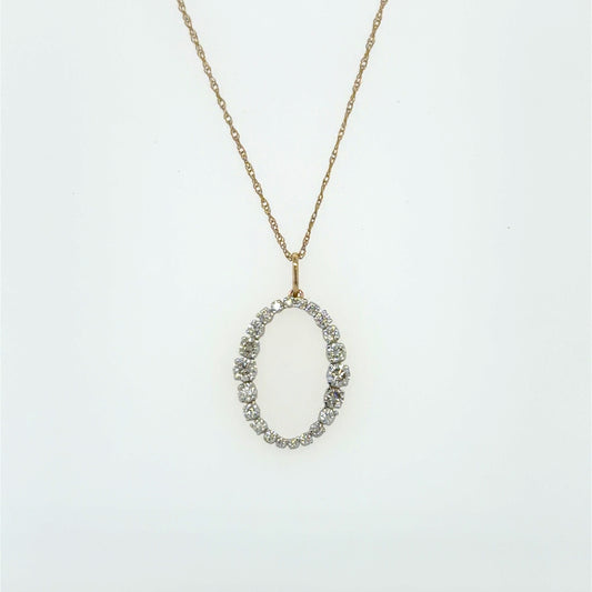 0.5 CTW Oval Diamond Pendant in 14K Yellow Gold