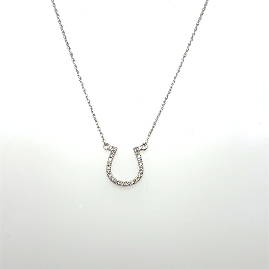 0.10CTW Diamond Horseshoe Pendant in 10K White Gold