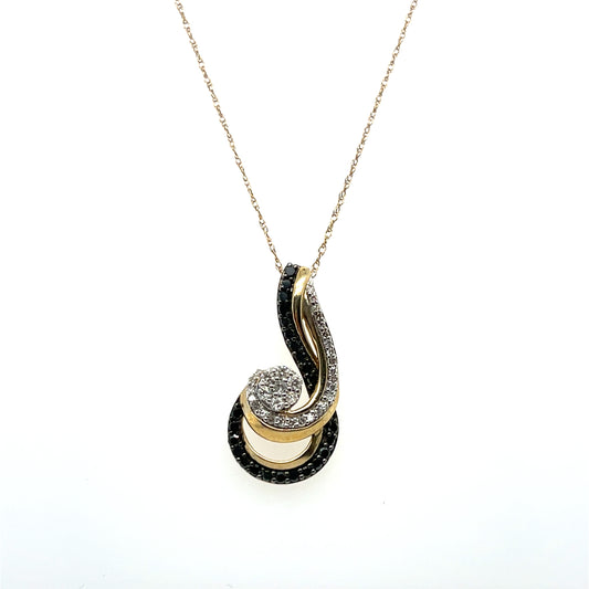 0.50CTW Black & White Diamond Pendant in 10K Yellow Gold