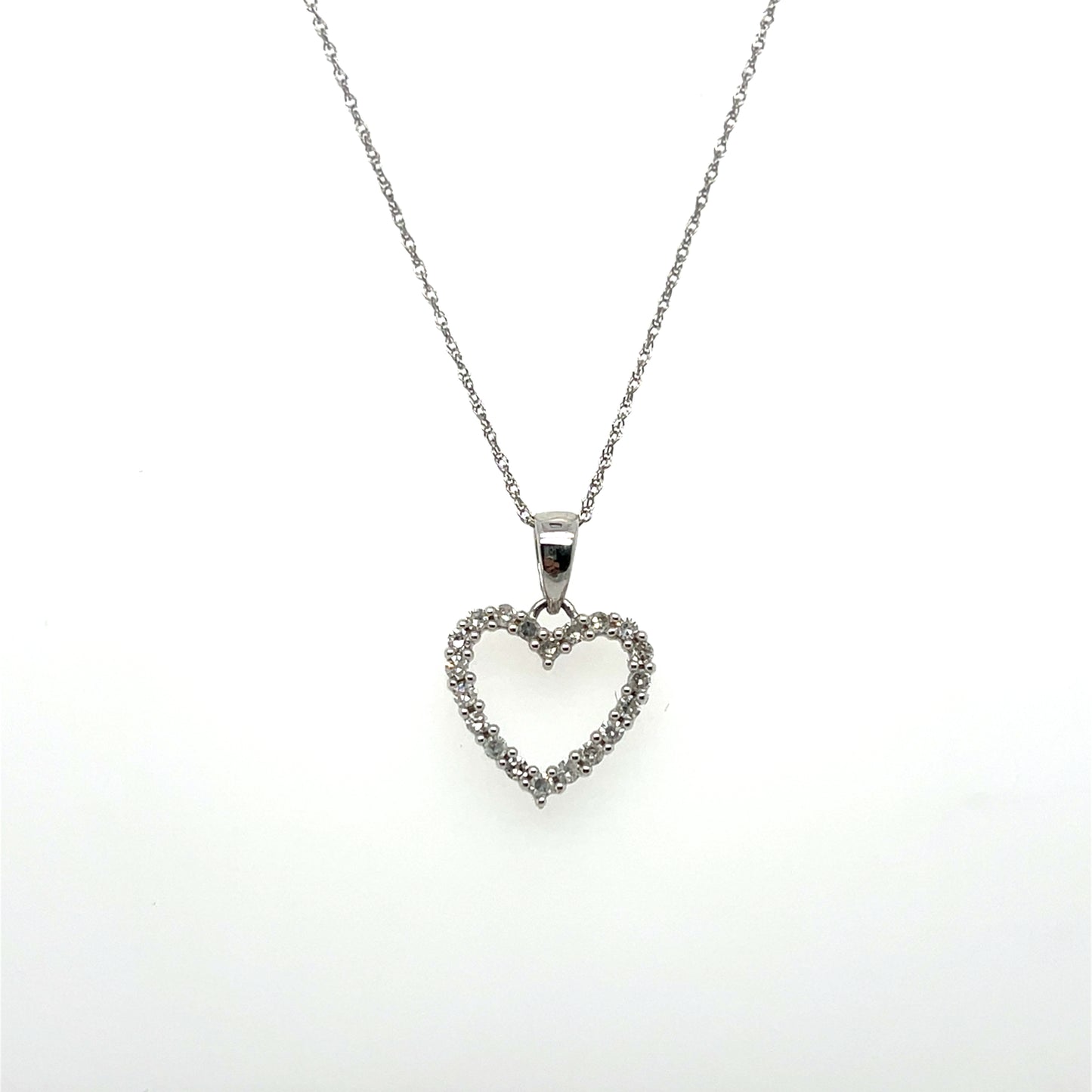 0.25CTW Diamond Heart Pendant in 10K White Gold