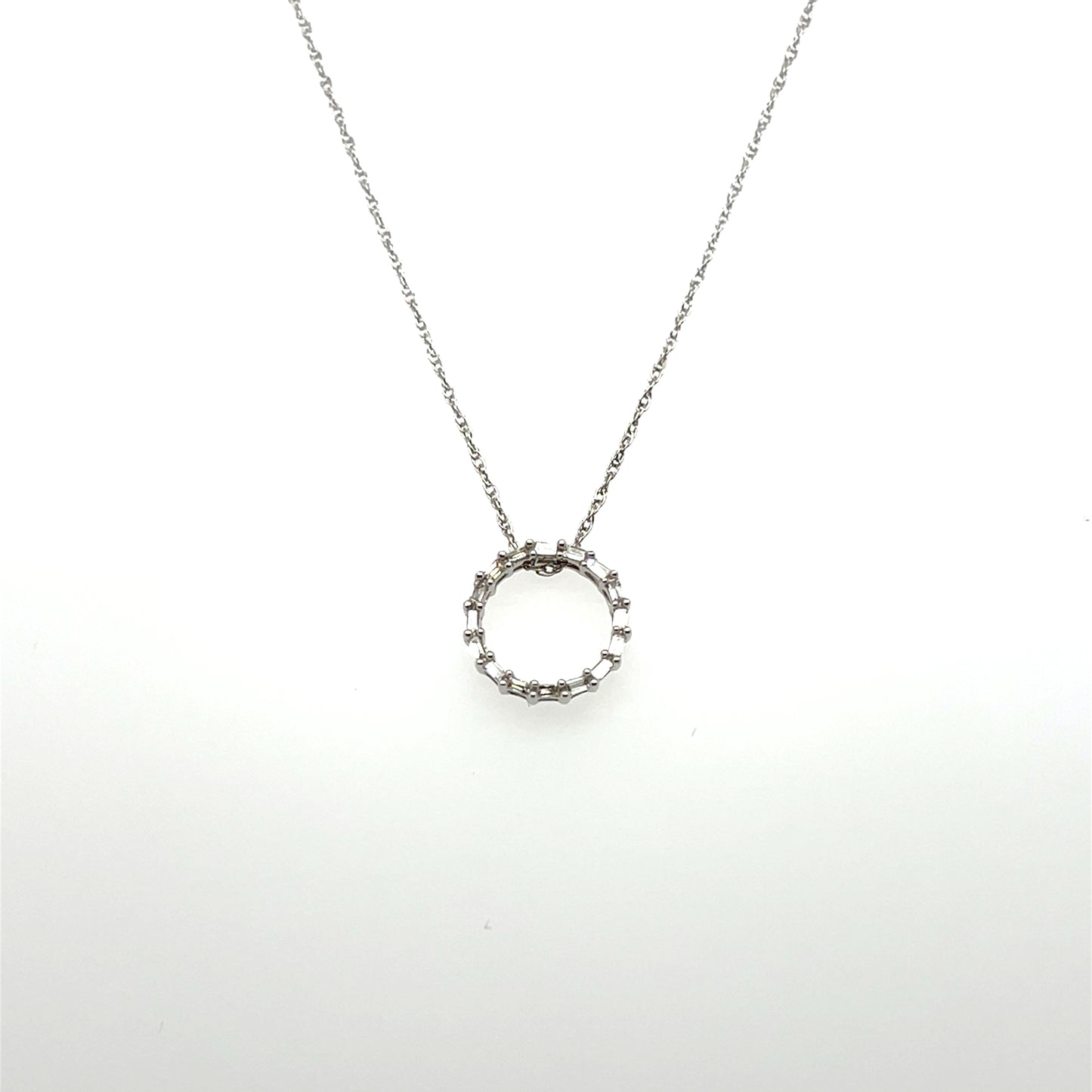 0.10CTW Diamond Circle Pendant in 10K White Gold