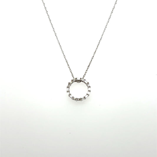 0.10CTW Diamond Circle Pendant in 10K White Gold